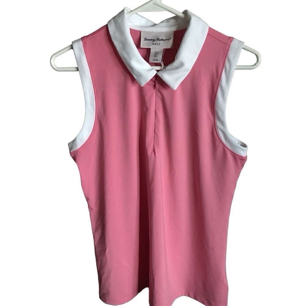Tommy Bahama Golf Size Large sleeveless pink upf 50 New with tags 1/4 zip